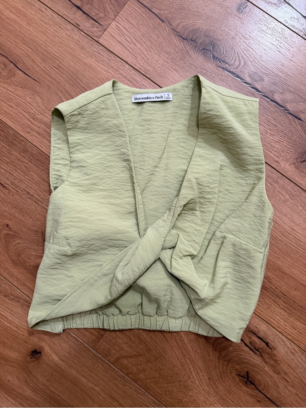 Abercrombie & Fitch Light Olive Twist-Front Cropped Tank